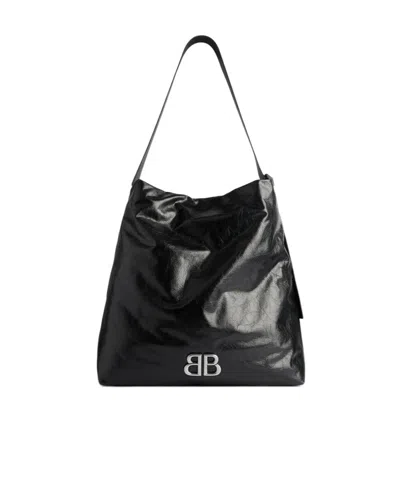 Balenciaga Monaco Medium Hobo Bag In Black