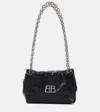Balenciaga Monaco Mini Textured-leather Shoulder Bag In Black