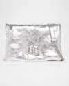 Balenciaga Monaco Nano Metallic Leather Crossbody Bag In Silver