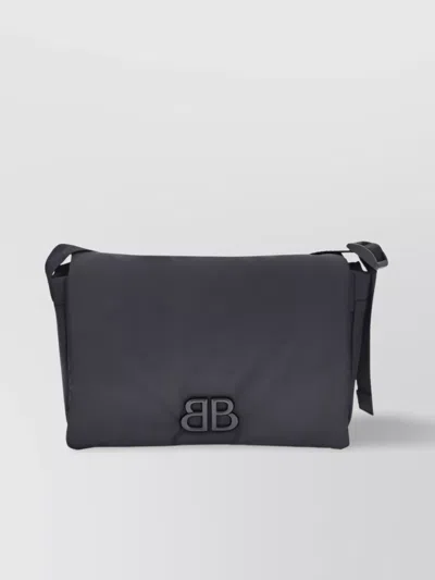 Balenciaga Monaco Nylon Shoulder Bag In Black