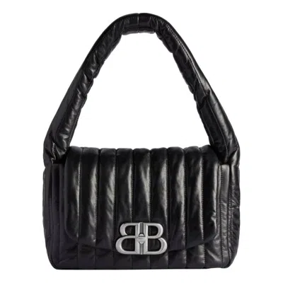 Balenciaga Monaco Padded Quilted Leather Shoulder Bag In Black