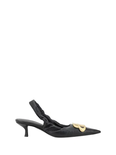 Balenciaga Women Monaco Leather Slingback Pumps In Black
