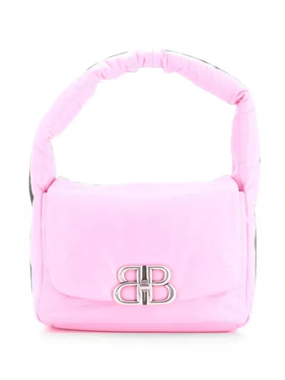 Pre-owned Balenciaga Monaco Sling Bag Padded Leather Small Shoulder Bag In Pink