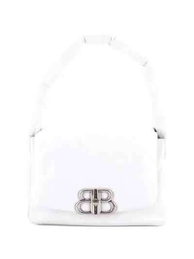 Pre-owned Balenciaga Monaco Sling Bag Padded Leather Small Shoulder Bag In White
