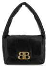 Balenciaga Black Nappa Leather Small Monaco Shoulder Bag In Black