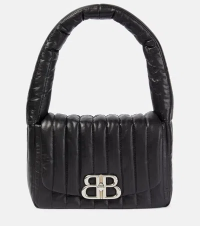 Balenciaga Monaco Small Leather Shoulder Bag In Black