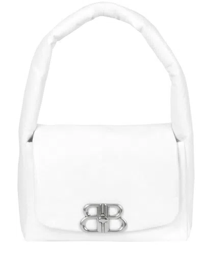 Balenciaga Monaco Small Leather Sling Shoulder Bag In White