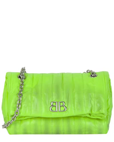 Balenciaga Monaco Sprayed Quilted Small Leather Chain Bag In Green