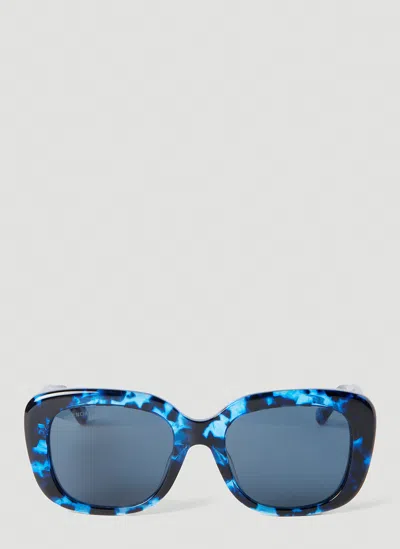 Balenciaga Monaco Square Tortoiseshell Sunglasses In Blue