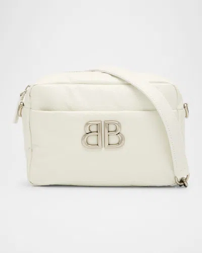 Balenciaga Monaco Xs Leather Camera Crossbody Bag In White