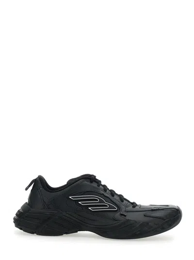 BALENCIAGA BALENCIAGA MEN 'MONDAY' BLACK LOW TOP SNEAKERS WITH LOGO DETAIL AND EMBOSSED SIZE ON THE REAR IN LEA