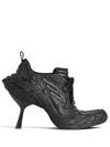 Balenciaga Monday Heels In Cowskin And Polyester Shoes In Black