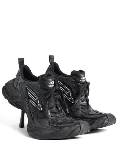 Balenciaga Monday Heels In Cowskin And Polyester Shoes In Black