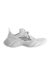 Balenciaga Monday White Low Top Sneakers With Logo Detail And Embossed Size On The Rear In Leather And Fabric M In Gray