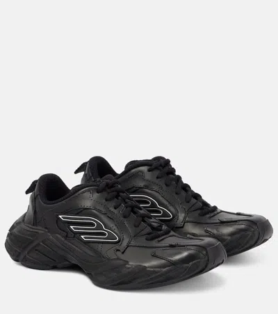 Balenciaga Monday Leather And Fabric Low-top Sneakers In Black