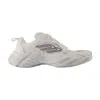 Balenciaga Monday Rubber-trimmed Leather Sneakers In Gray