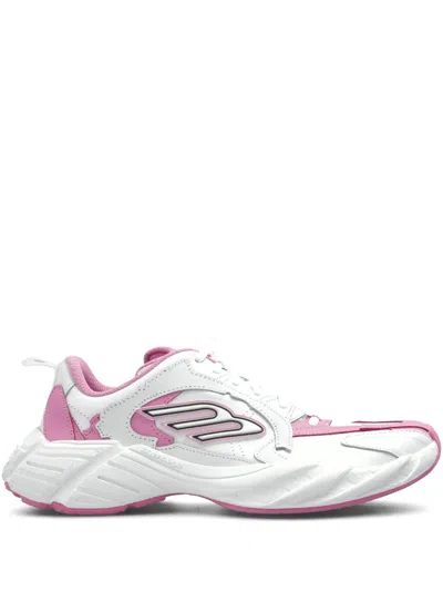 Balenciaga White Leather Monday Sneakers In Pink