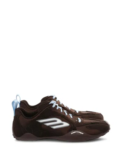 Balenciaga Ultra Corduroy Nylon Sneakers Contrast Sole In Brown
