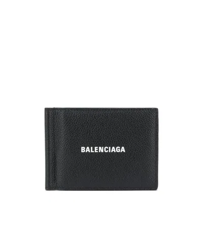 Balenciaga Money-clip Foldover Wallet In Black