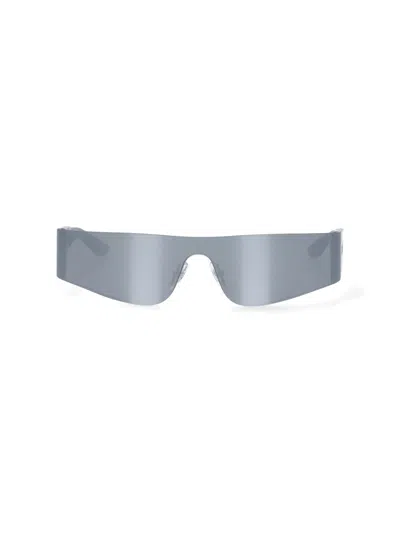 Balenciaga Mono Rectangle Sunglasses In Silver