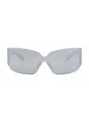 Balenciaga Mono Square Silver Acetate Sunglasses In Silver