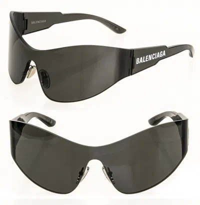 Pre-owned Balenciaga Mono Wrap 0257 Black Fashion Shield Futuristic Sunglass Bb0257s 001 In Gray