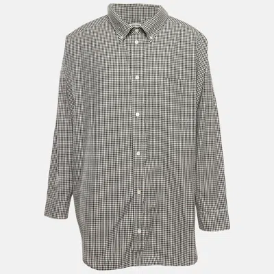Pre-owned Balenciaga Monochrome Gingham Cotton Oversized Shirt Xs In Black