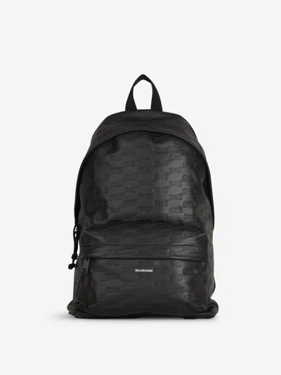 Balenciaga Monogram Bb Leather Backpack In Black