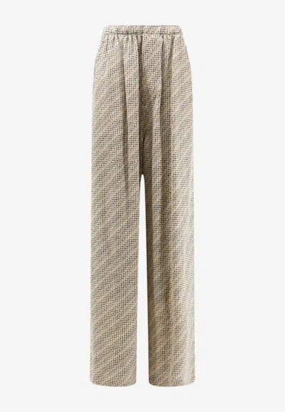 Balenciaga Monogram Flowy Pants In Neutral