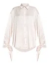 Balenciaga Monogram-jacquard Tied-cuff Shirt In Pink