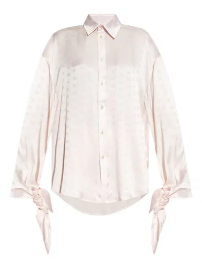 Balenciaga Monogram-jacquard Tied-cuff Shirt In Pink