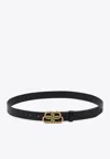 Balenciaga Bb Reversible Croc-effect And Smooth Leather Waist Belt In Black