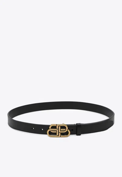 Balenciaga Monogram Leather Belt In Black