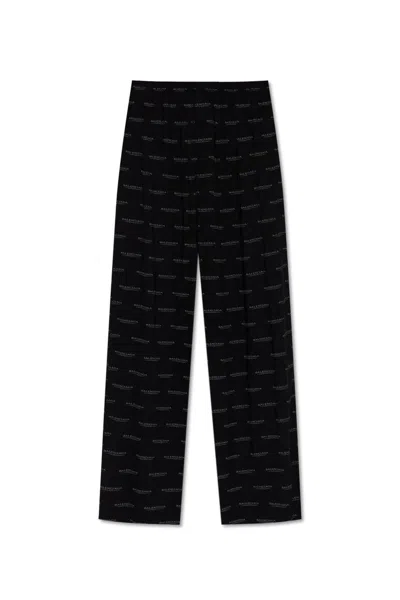 Balenciaga Monogram Loose Fitting Trousers In Black
