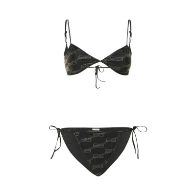 Pre-owned Balenciaga Monogram Minimal Bikini Set 'black/grey' | Women's Size M
