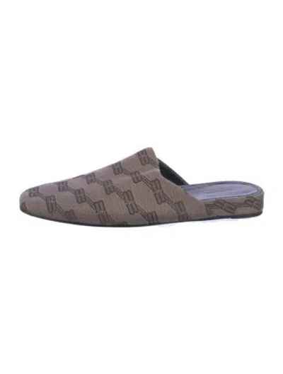 Pre-owned Balenciaga Monogram Pattern Canvas Mules In Brown