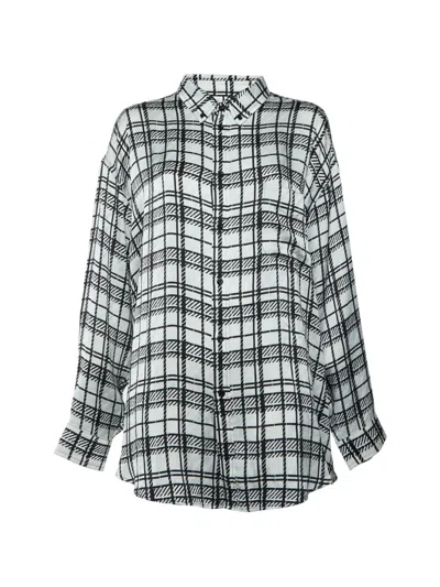 Pre-owned Balenciaga Monogram Plaid Long-sleeve Shirt In White