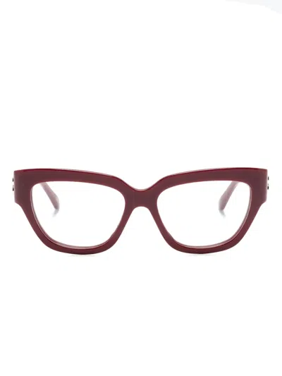 Balenciaga Monogram-plaque Cat-eye Glasses In Red