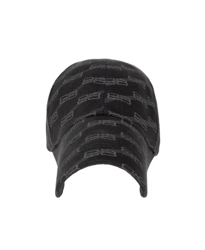 Balenciaga Monogram-print Cotton Cap In Black