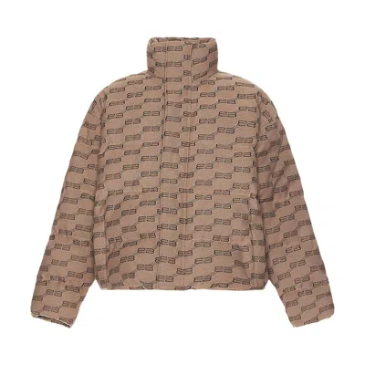 Pre-owned Balenciaga Monogram Puffer Jacket 'beige/brown' In Tan