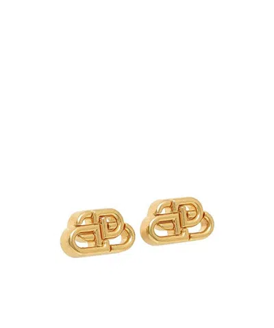 Balenciaga Monogram Stud Earrings In Yellow