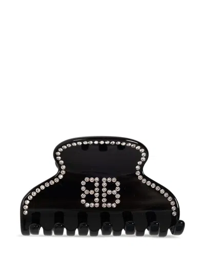 Balenciaga Monogram-embellished Hair Clip In Gray