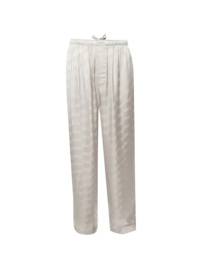 Pre-owned Balenciaga Monogram-pattern Pajamas Pants In Gray