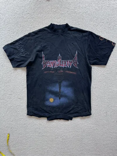 Pre-owned Balenciaga Moon Upside Down T-shirt In Black