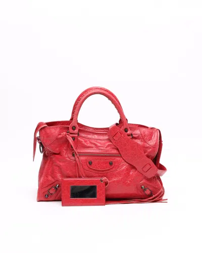 Balenciaga Motocross Classic City Bag In Red