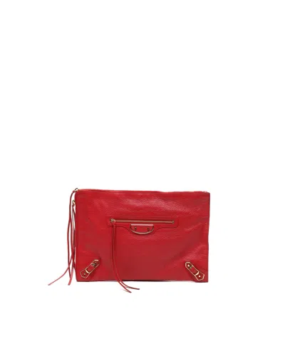 Balenciaga Motocross Clutch Bag In Red