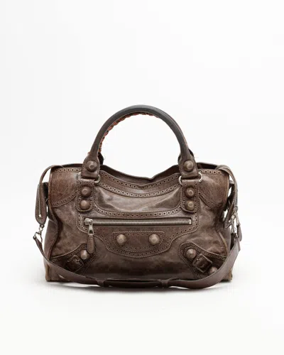 Balenciaga Motocross Giant City Bag In Brown