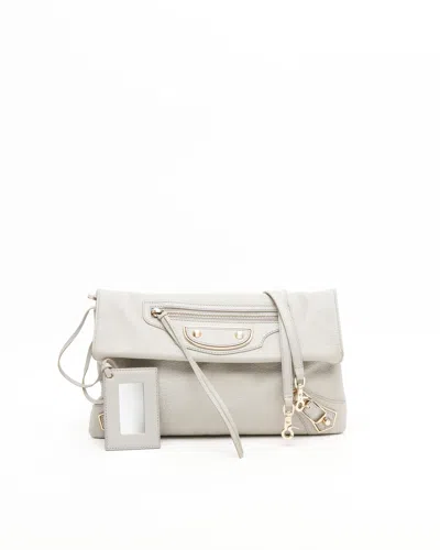 Balenciaga Motocross Metallic Edge Envelope Clutch Bag In Gray