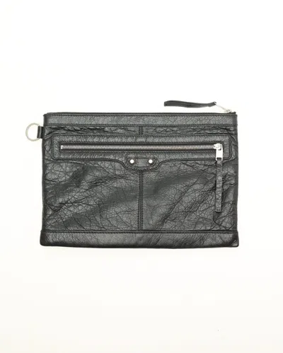 Balenciaga Motor Clip Clutch In Black