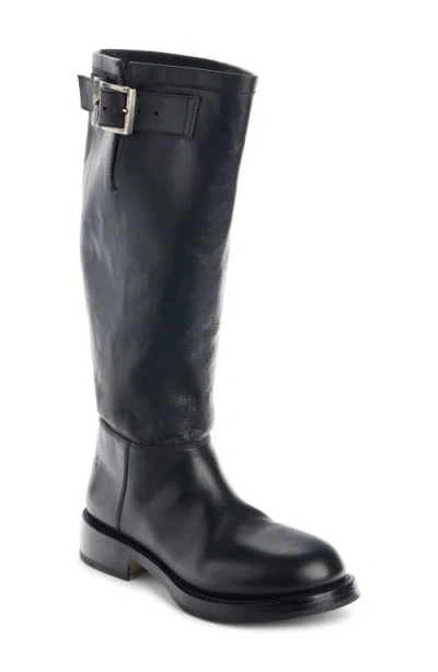 Balenciaga Motor Leather Knee High Boot In Black
